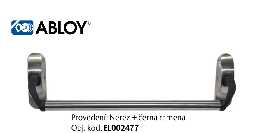 Elektronická dotyková hrazda Abloy Securitron TSB-3BK-48 délka 1175 mm